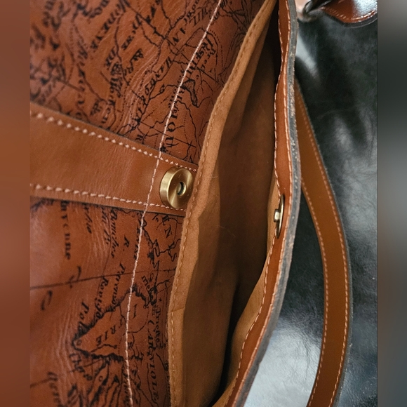 Patricia Nash Signature Map Leather Crossbody Rust NWT - Picture 9 of 10